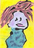 teal sweater, purple face, pouty girl, childrens art decor