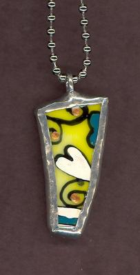 baked on glass painted necklace