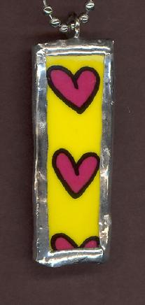 whimsical graphic hearts soldered pendant necklace