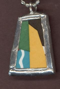 abstract city buildings soldered necklace