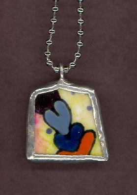 many painted hearts pendant