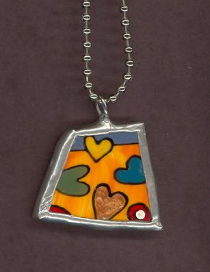 handpainted funky heart jewelry