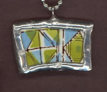 Mod Retro 1970's pendant with ball chain