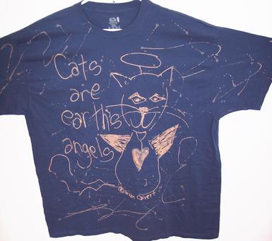 funky handmade outsider art cat tshirt