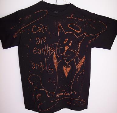 black cat angel cotton tshirt