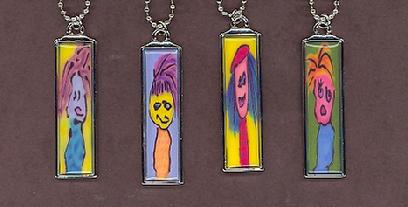 handmade artistic colorful funky hip modern urban people comic cartoon resin charm pendants necklaces